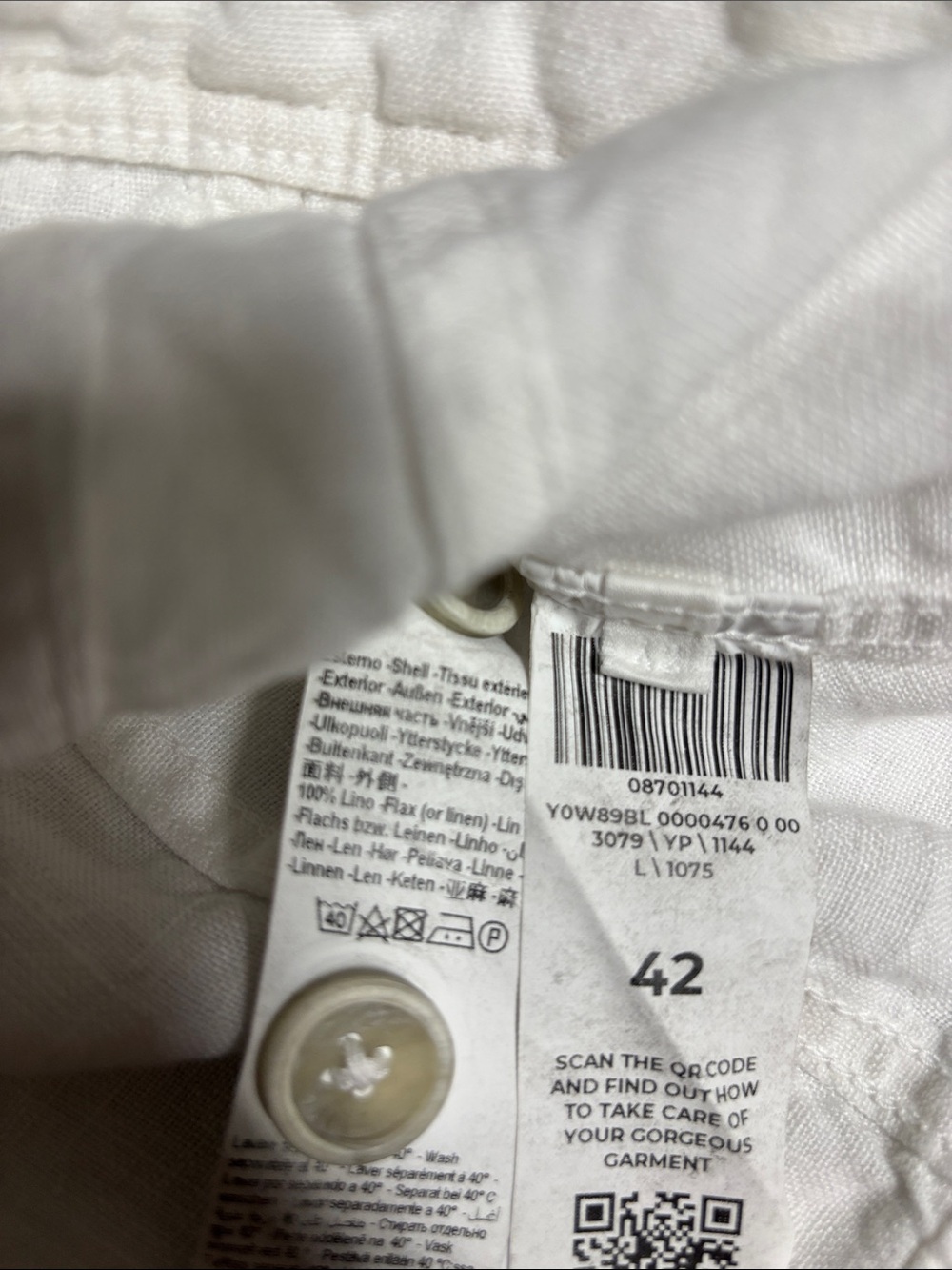 120% Lino White 100% Linen Trucker Jacket Italian Size 42 - Picture 3 of 4
